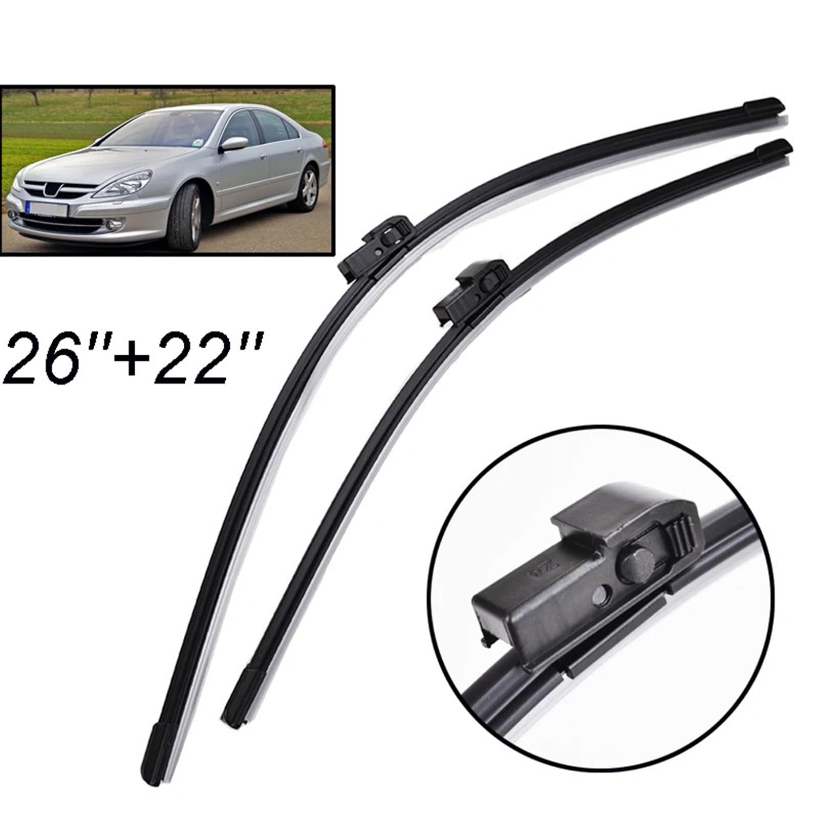 Limpiaparabrisas Coche Compatible Con Peugeot 607 2002 2003 2004 2005-2011 Escobillas De Limpiaparabrisas Delanteras Limpiaparabrisas Ventana De Coche Cepillos De Lluvia Nature 26"+22"