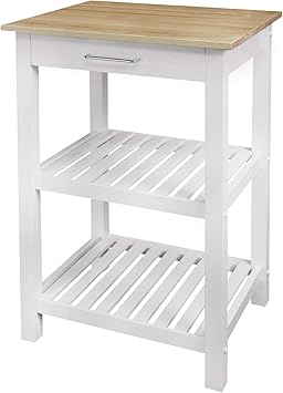 Casual Home Sunrise Small with Solid Harvest Hardwood Top Kitchen Island, 22.75"W, Natural&White