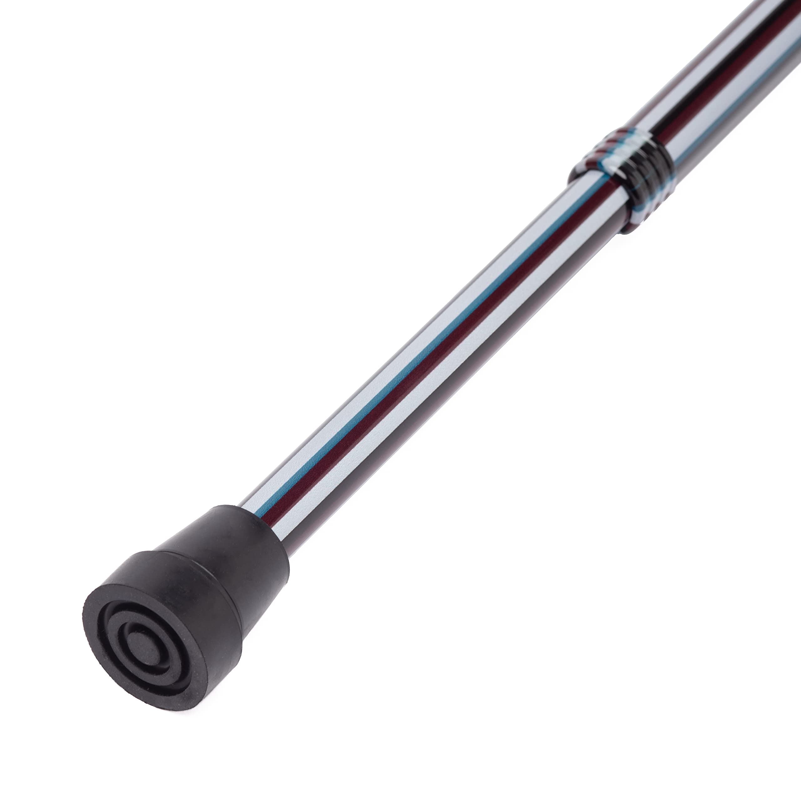 SPES - Bastone da Passeggio Regolabile con Luce a LED e Allarme Sonoro di Sicurezza - Elegante in Alluminio per Anziani e Disabili - a righe Blu Bianche. Bordeaux