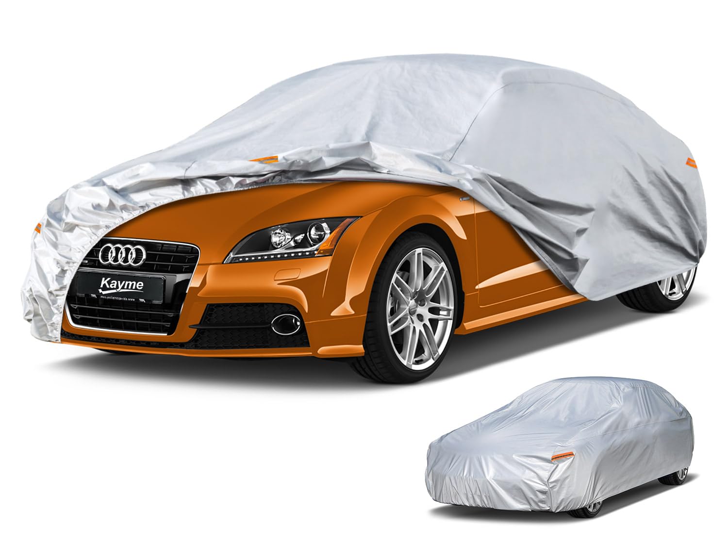 Kayme 6 Layers Car Cover Waterproof Breathable for Coupe, Outdoor Full Cover Sun Rain Dust All Weather Protection, Universal Fit Audi TT, Peugeot 207CC, Mercedes SLK, BMW Z3, Tigra, MGB/MGF/MGR etc.
