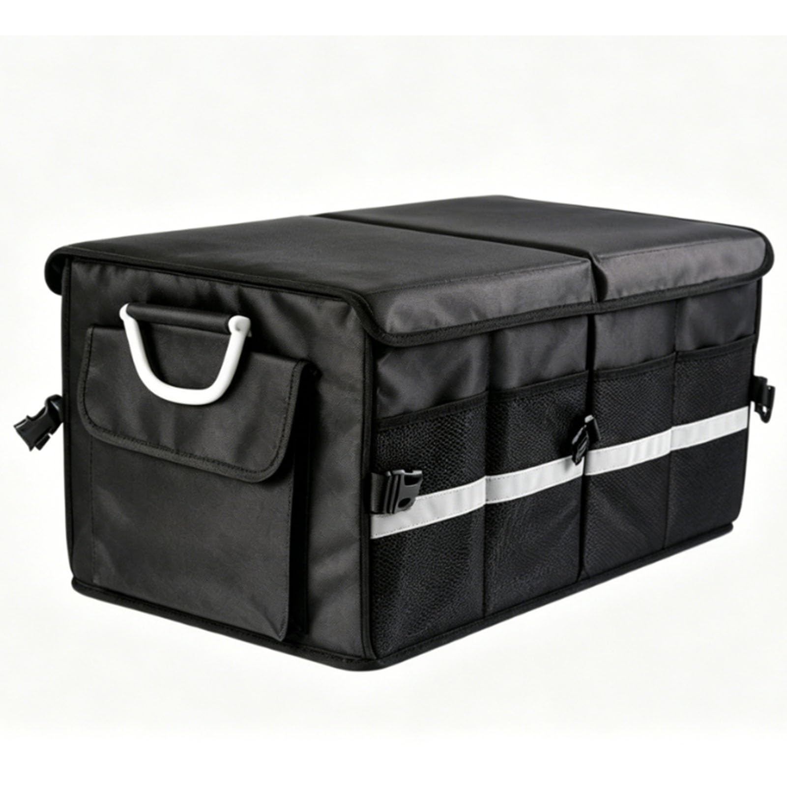 Cocoarm Organizer do Bagażnika Samochodu z pokrywą, Składany Organizer do Bagażnika SUV z Tkaniny Oxford 1680D, Składany Schowek o Pojemności 55 Litrów z 3 Przegródkami, Wodoodporny Schowek w (Bez