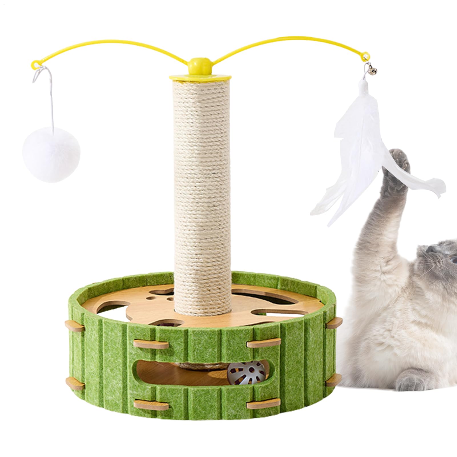 Griffoir pour chaton d'intérieur avec jeu de piste à balle pour stimuler l'activité