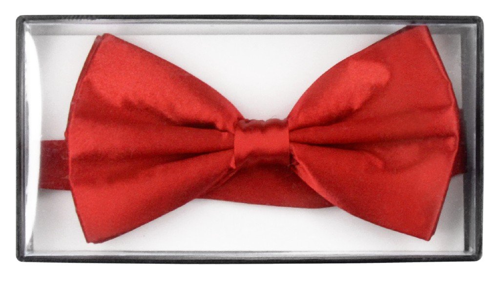 Vesuvio Napoli 100% SILK BOWTIE Solid RED Color Men's Bow Tie for Tuxedo or Suit
