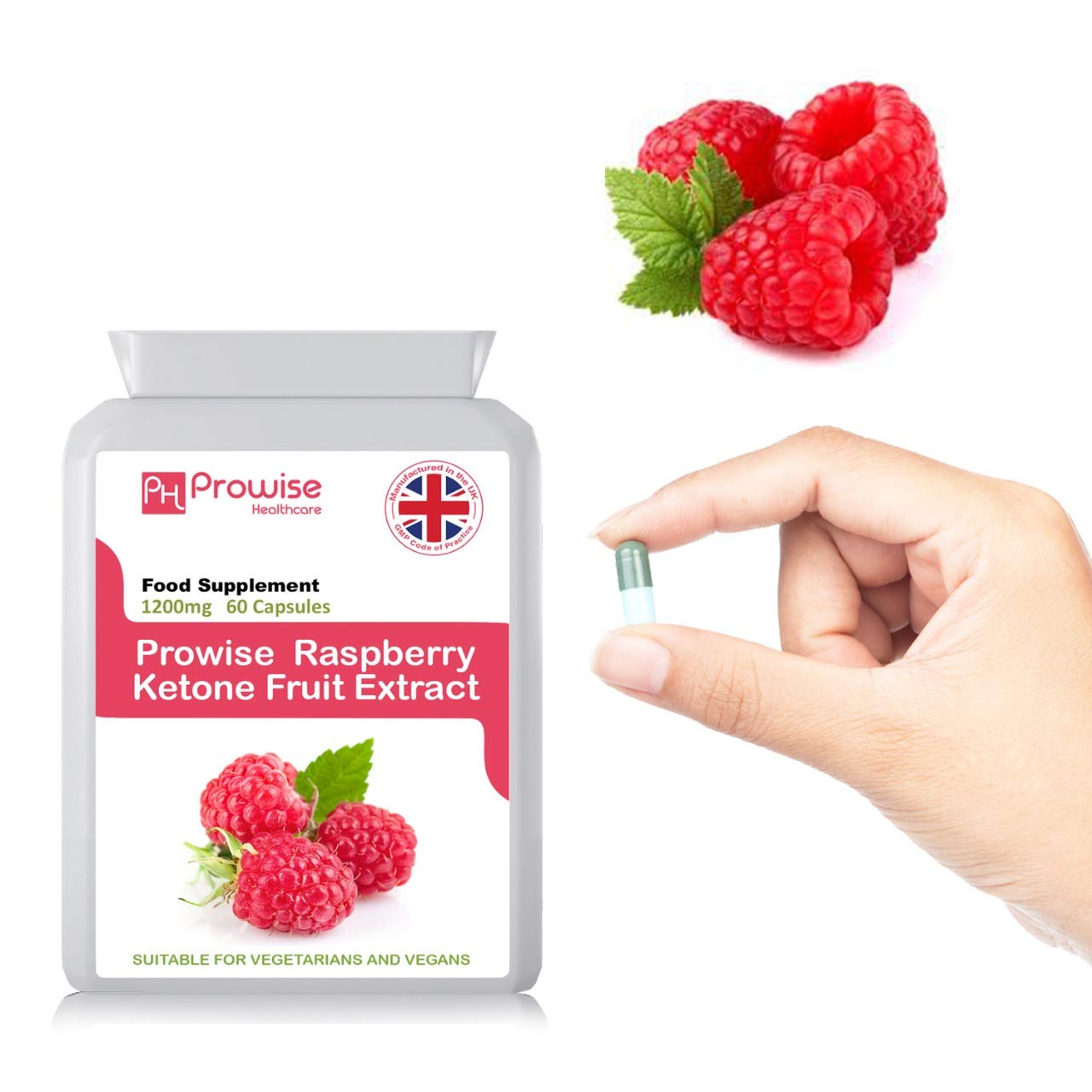 Raspberry Fruit Extract 1200mg 60 Capsules UK Manufactured GMP