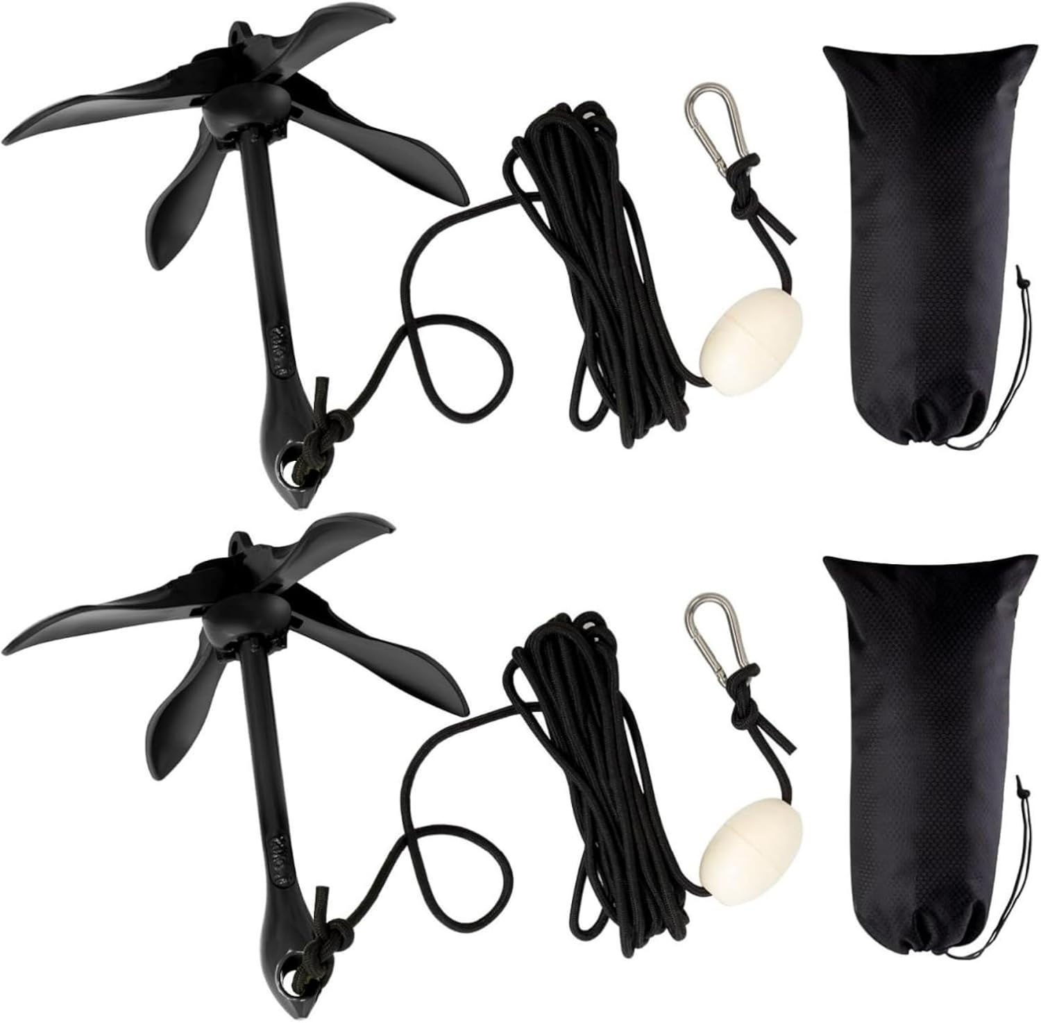 Silscvtt 2 Folding Grapnel Anchor Kit Boat Anchor Kayak Fishing Accessories for Small Boats Kayaks Canoe Paddle Boards