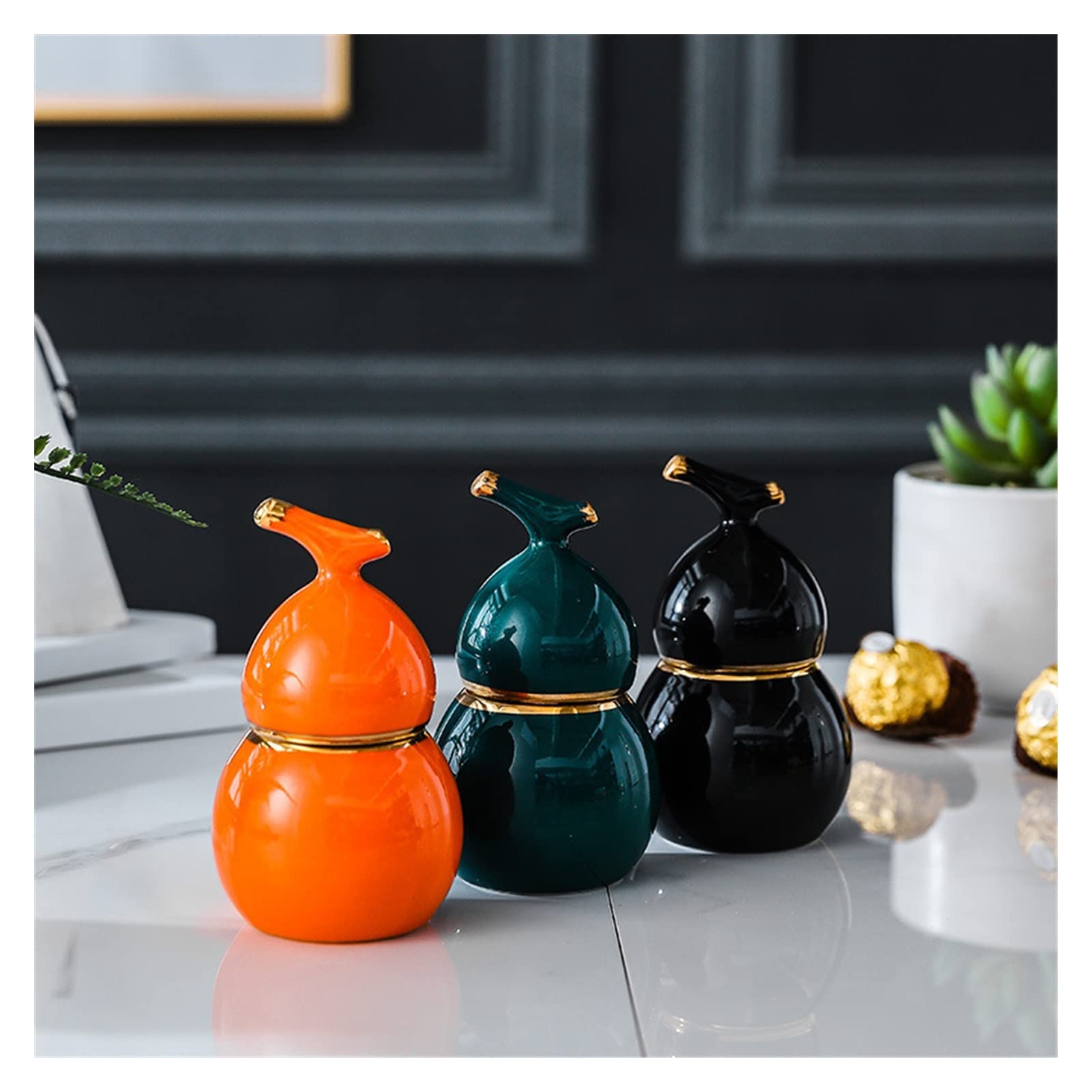 AYCDL Toothpick Dispenser Gourd Toothpick Holder Household Toothpick Holder Dining Table Coffee Table Toothpick Box Cotton Swab Box Toothpick Holder,Green glaze