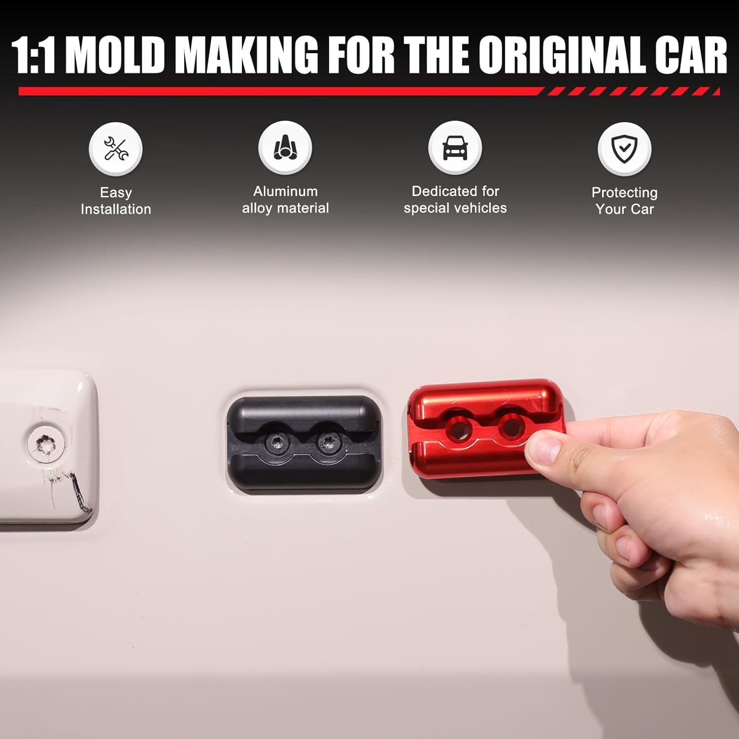 Exterior Door Panel Utility Belt Rails for INEOS Grenadier 2020-2025 Accessories, Door Panel Bottom Small L-Track Utility Rack, Front/Rear Doors Expansion Slot Replacement, Aluminum Alloy (Red)