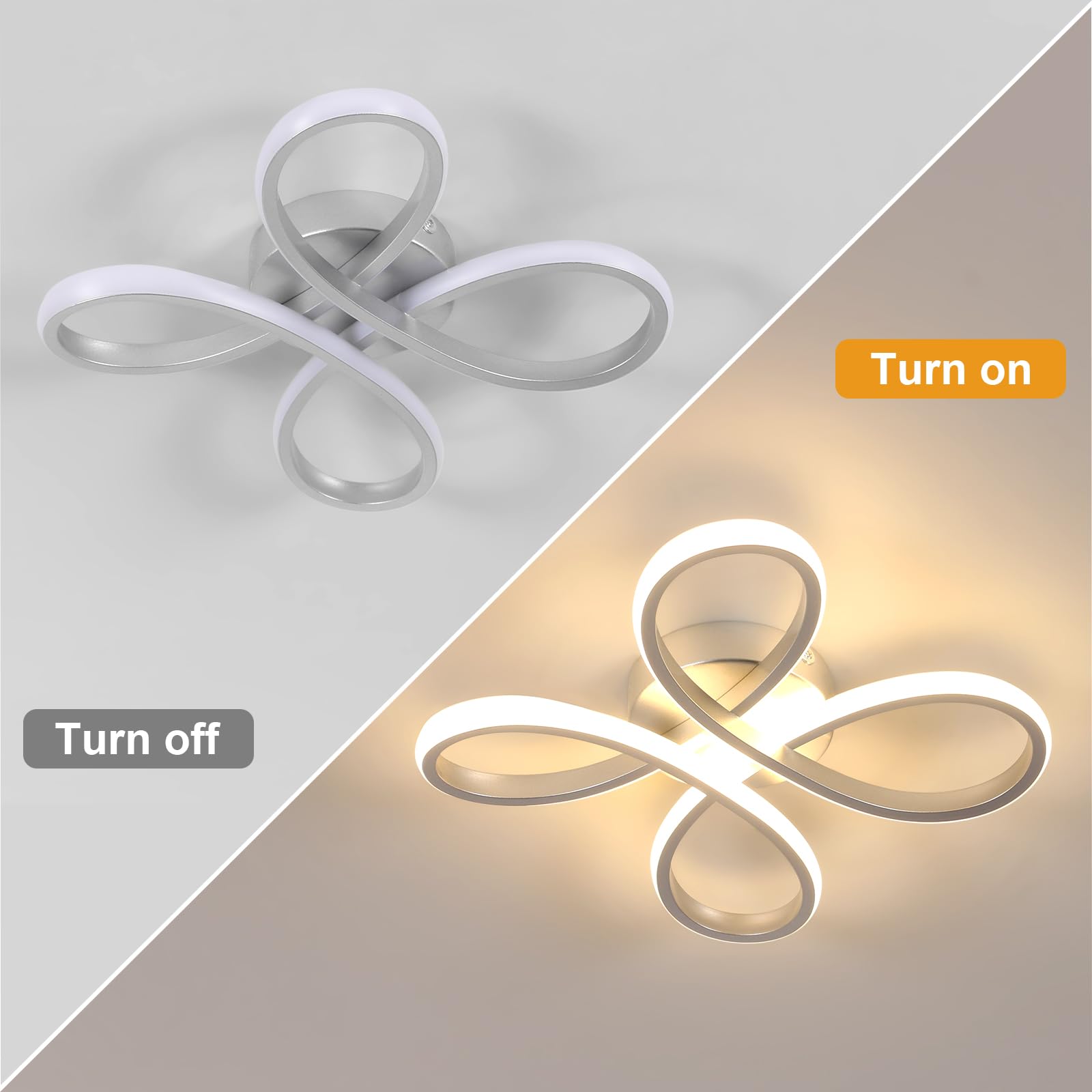Comely Plafoniera LED Soffitto, 30 W 3500 LM Lampada da Soffitto Moderna per Camera da letto, Soggiorno, Cucina, Corridoio, Bianco Caldo 3000K, Argento