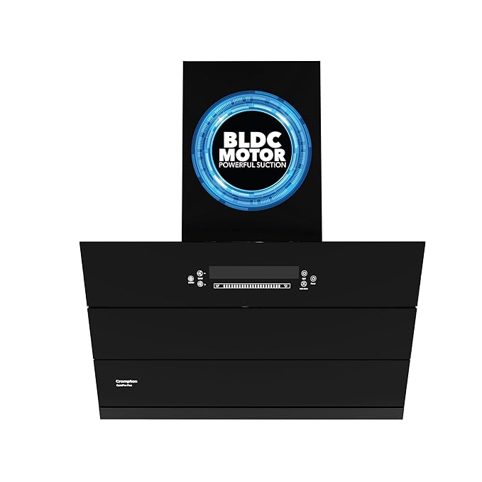 Crompton QuietPro Plus BLDC 1800m3/hr 75cm Slant Chimney| Filterless Intelligent Autoclean| Built In Oil Collector| Touch+Motion Sensor Control|10Yrs Motor & 2Yrs Overall Warranty (CHD-QPPI75FLE-IND)