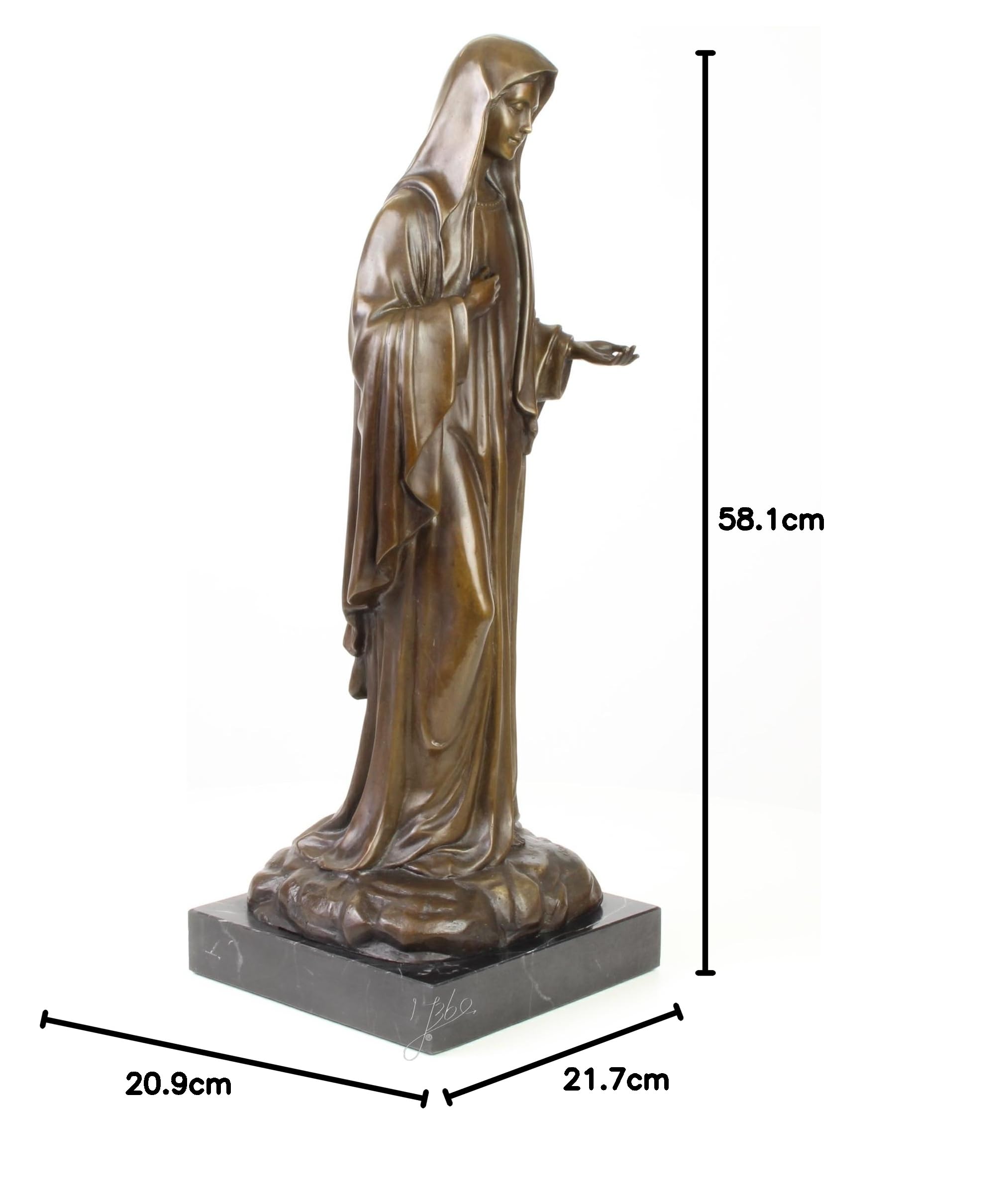 Bronzefigur Skulptur Motiv: Madonna auf Marmorsockel Bronze Höhe 58,1 cm