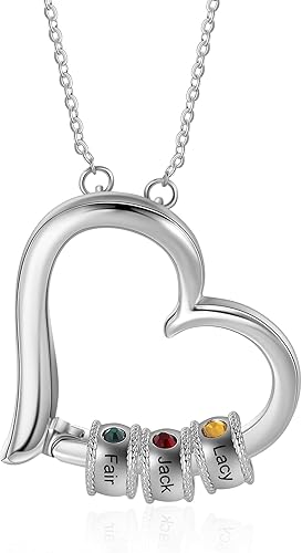 Collar personalizado con corazón para madre con 1-5 nombres, collar de piedra natal personalizado para mamá, regalos de joyería personalizados para