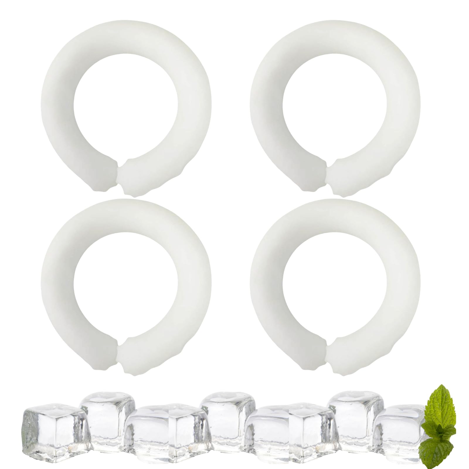 Wiederverwendbares kühlendes Handgelenk-Armband, mehrfarbig, auslaufsicher, TPU-Kühl-Handgelenkring, geeignet für Sommer-Wärmeentlastung, Sport, Arbeit im Freien und Reisen, Camping, Weiß, 4 Stück