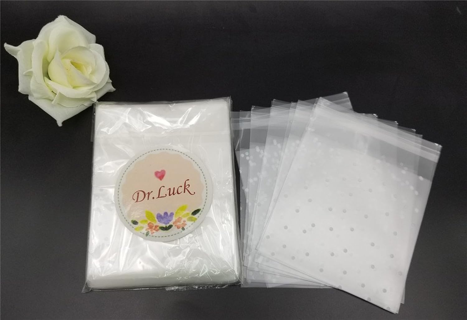 Patty Both 100 PCS Cute Transparent OPP Self Adhesive Cookie Bakery Candy Biscuit Roasting Treat Gift DIY Plastic Bag (Dot)