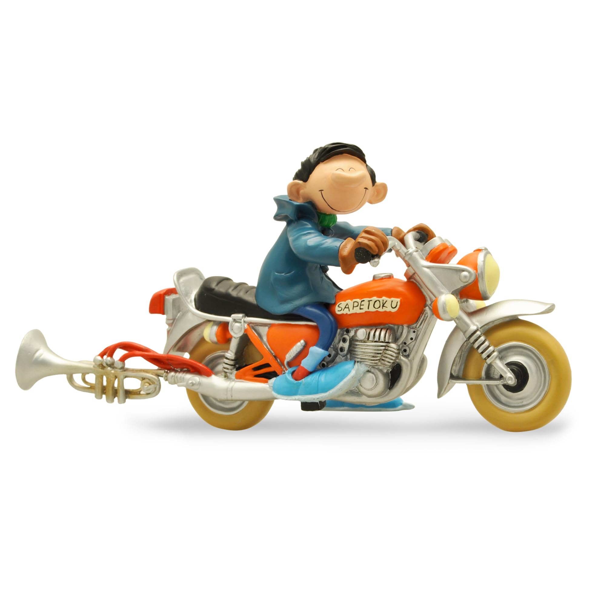 Gaston Lagaffe With Sapetoku Motorcycle Plastoy 23 Cm
