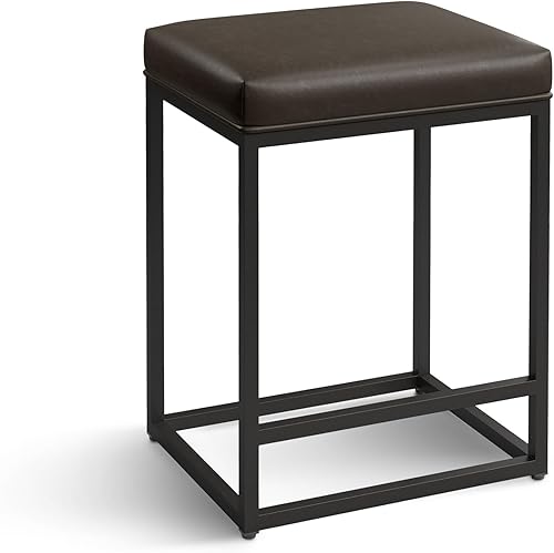 Miniatura 4 de ALPHA HOME Juego de 2 taburetes de bar de 24 pulgadas de altura de mostrador, taburetes de bar tapizados para isla de cocina, taburetes de mostrador