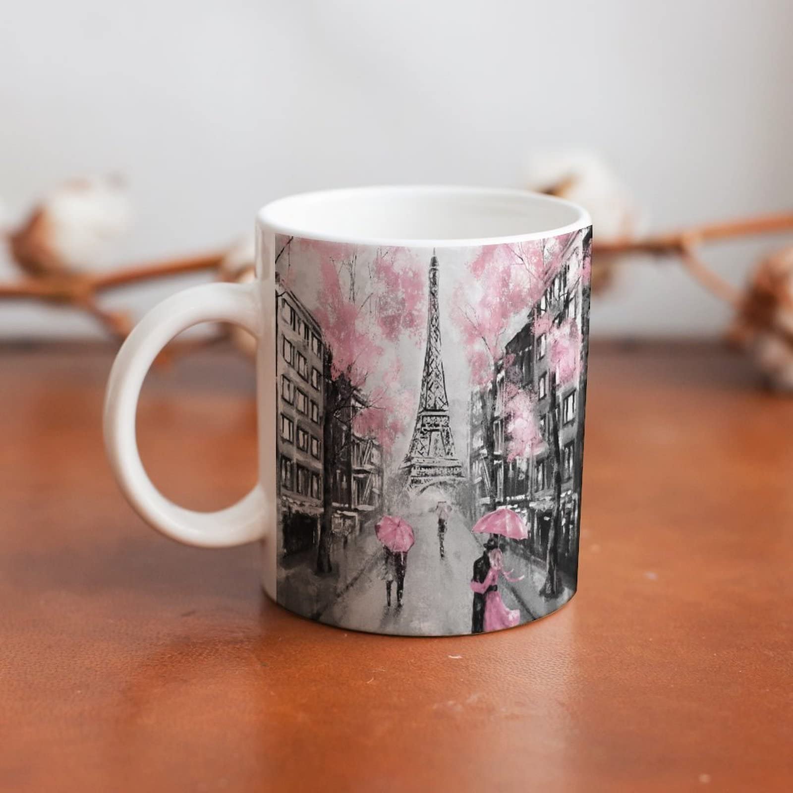 Awowee Tasse à Café Aquarelle Peinture à L'huile Vue De Rue De Paris