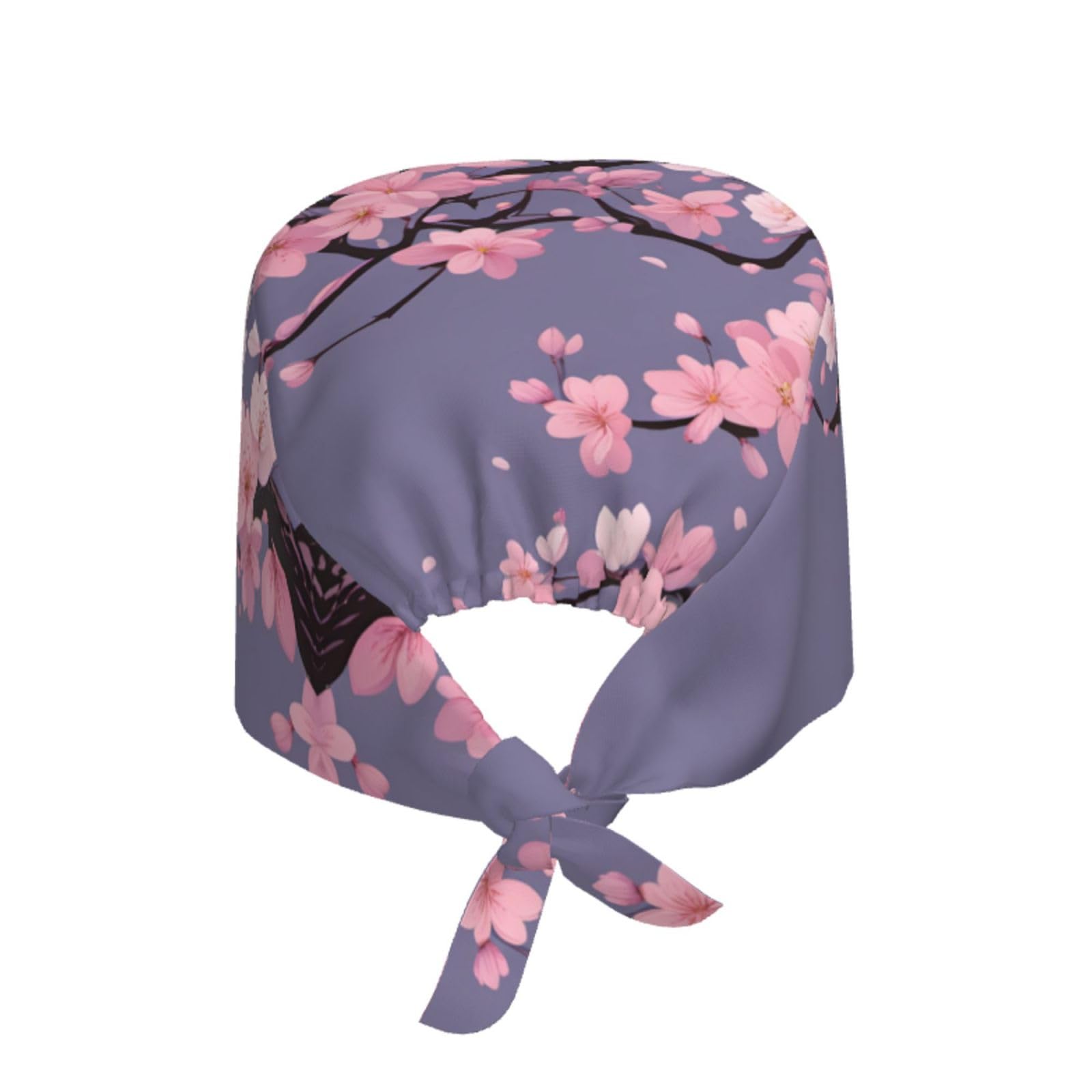 WHJSHOP Cleaning Working Cap Cherry Blossoms Tree Prints Chef Hat for Women & Men, Adjustable, Breathable