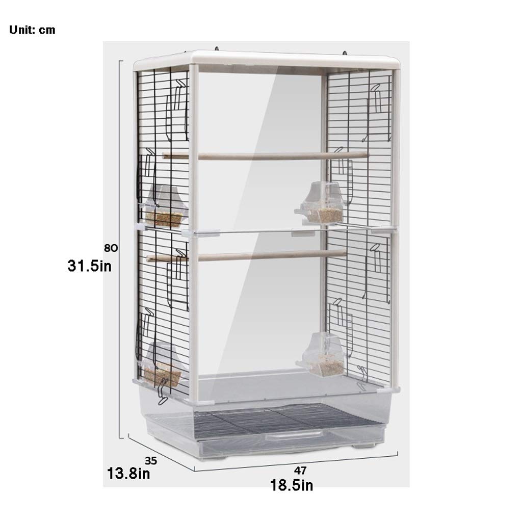 sdneNest Jaula para pájaros, jaula grande de metal con parte superior abierta, para periquitos verdes, periquitos, cacatúas, loros pequeños, jaula de viaje, 80 cm de alto, para tortolitos, verde