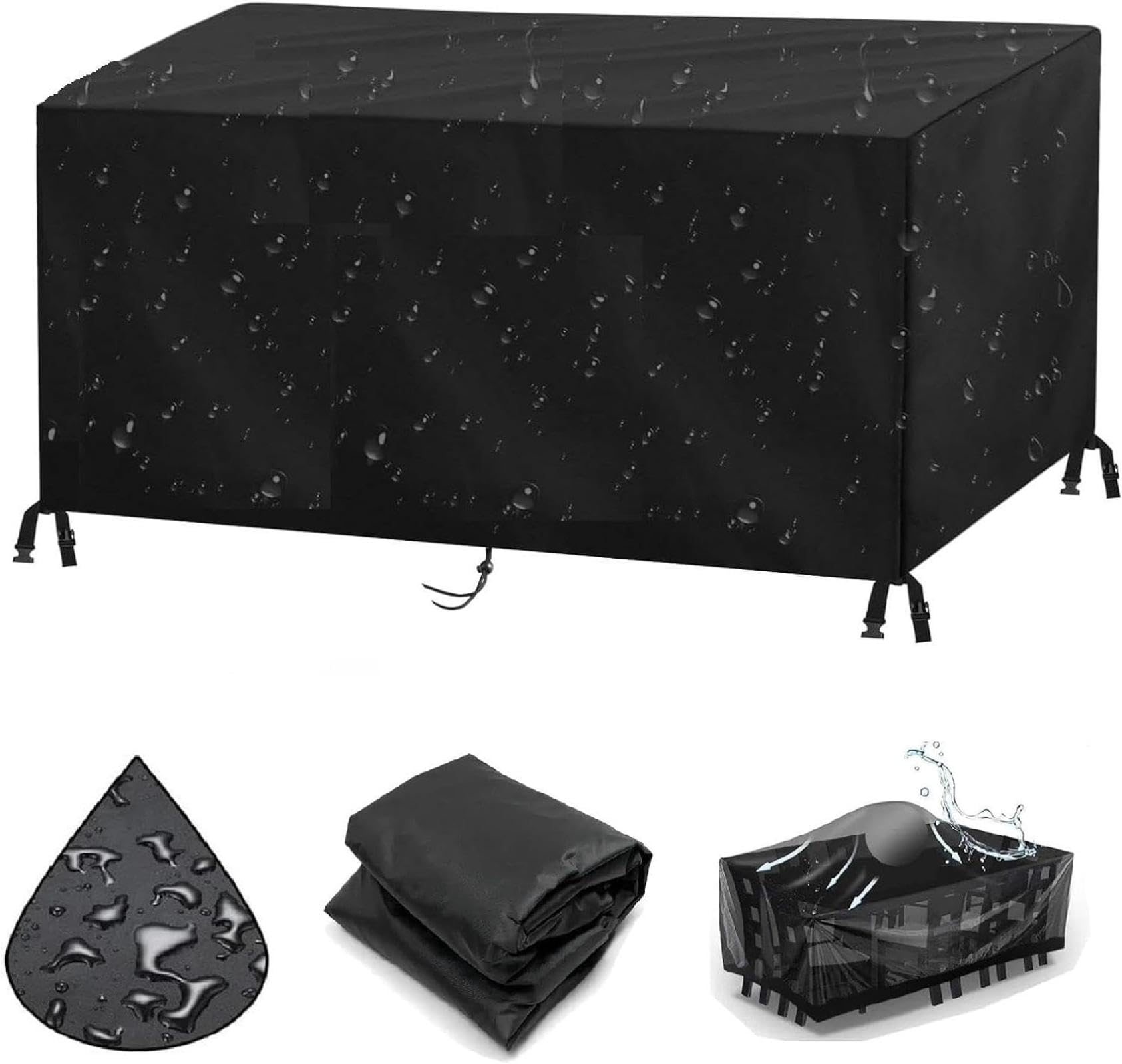 Wodoodporny prostokątny pokrowiec na meble ogrodowe 280 x 90 x 90 cm – tkanina Oxford, wiatroszczelna i odporna na promieniowanie UV, wytrzymała ochrona na stoły zewnętrzne