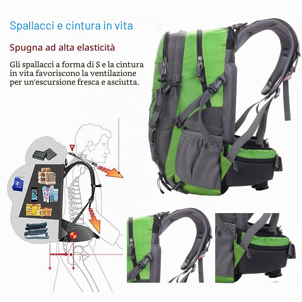 Meisohua Zaino da Hiking Zaino da Trekking Zaino Sportivo all'aperto Uomini e Donne,Zaini da Hiking con Copertura Antipioggia Impermeabile,Zaino per Campeggio, Zaino da Viaggio, Zaino Universitario