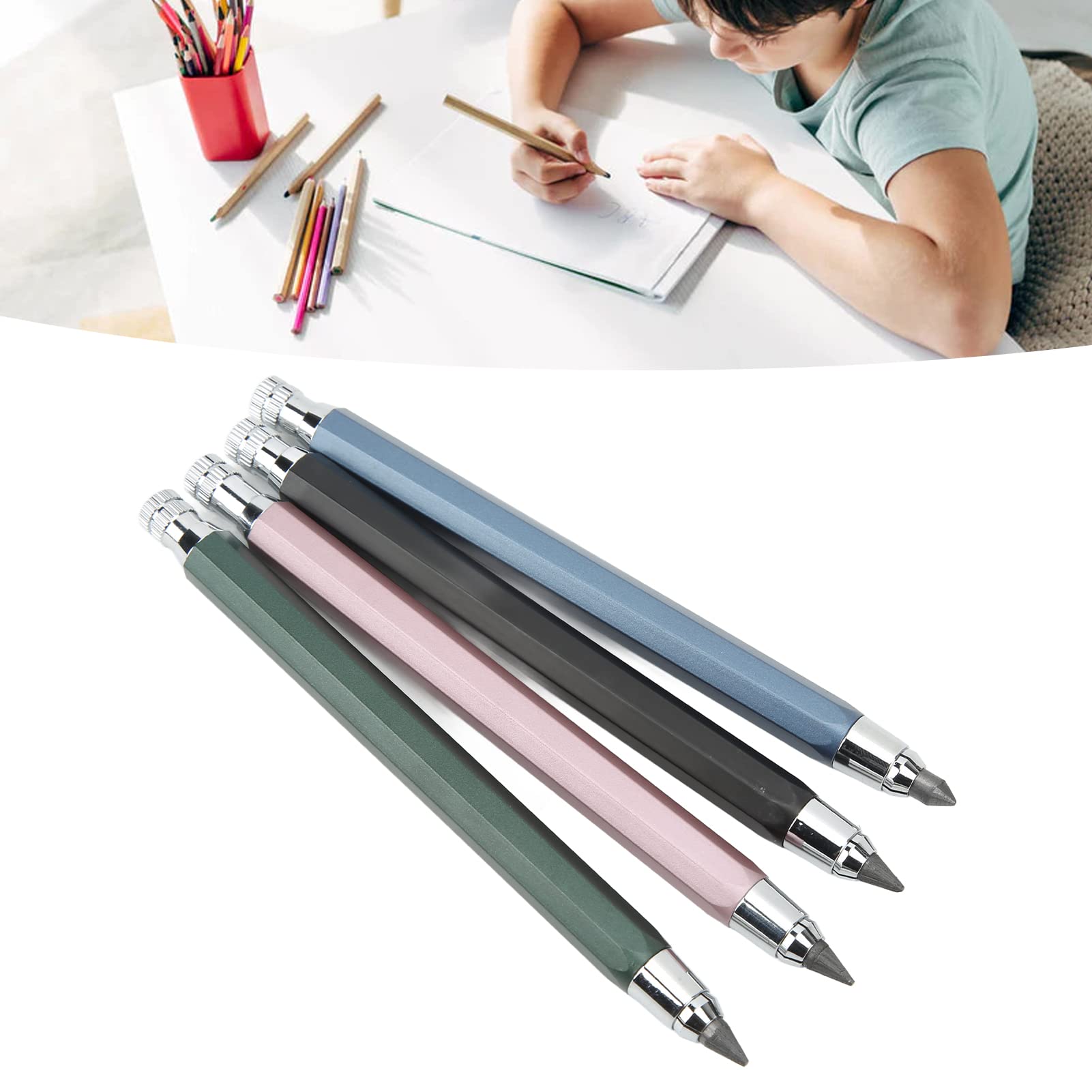 Kit di 10 matite meccaniche da falegname, con foro profondo e solido per la lavorazione del legno, strumenti di marcatura con temperamatite integrato per la costruzione di carpenteria, matita
