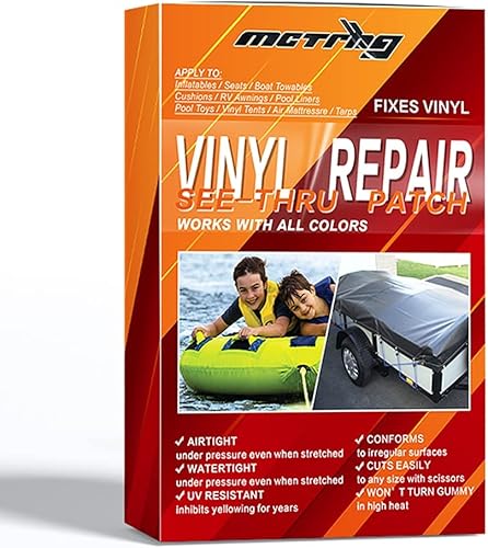 Kit de reparación de vinilo, kit de parche de reparación de colchón de aire, kit de parches de vinilo, adecuado para tiendas de campaña, colchones