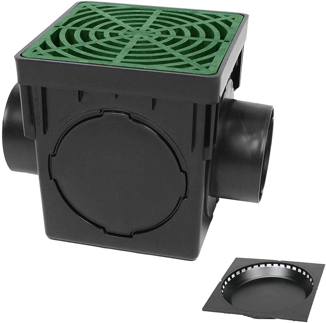 Storm Drain FSD-090-K 9" Square Catch Basin Kit with Green Grate