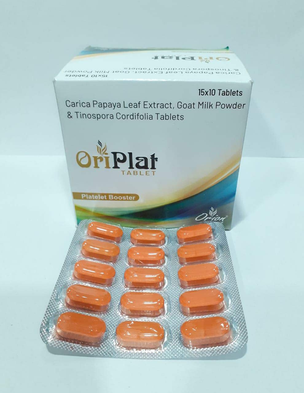 Orion Lifescience Platelet Booster Papaya Leaf, Goat Milk Powder immunity booster Tablet - OriPlat 15 tablets