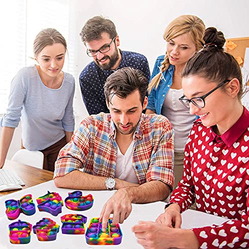 14 Pcs Pop Fidget It Toys,Mini Pop Fidget Its Toy Set,Sensory Fidget Toys Pack,Push Bubble Popping It Silicone Toy Anxiety & Stress Reliever Fidget Packs For Kid Toddler Party Favors Classroom Travel #TOP3