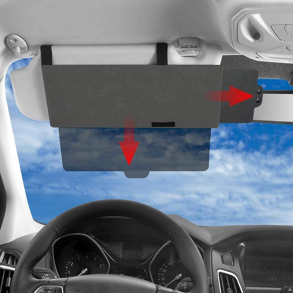 Sun Visor Extender for Car, Upgraded 2-in-1 Polarized Car Visor Extender Sun Blocker, Retractable Anti Glare Car Sunshade, Universal Polarized and Visor Extension from Sun Glare