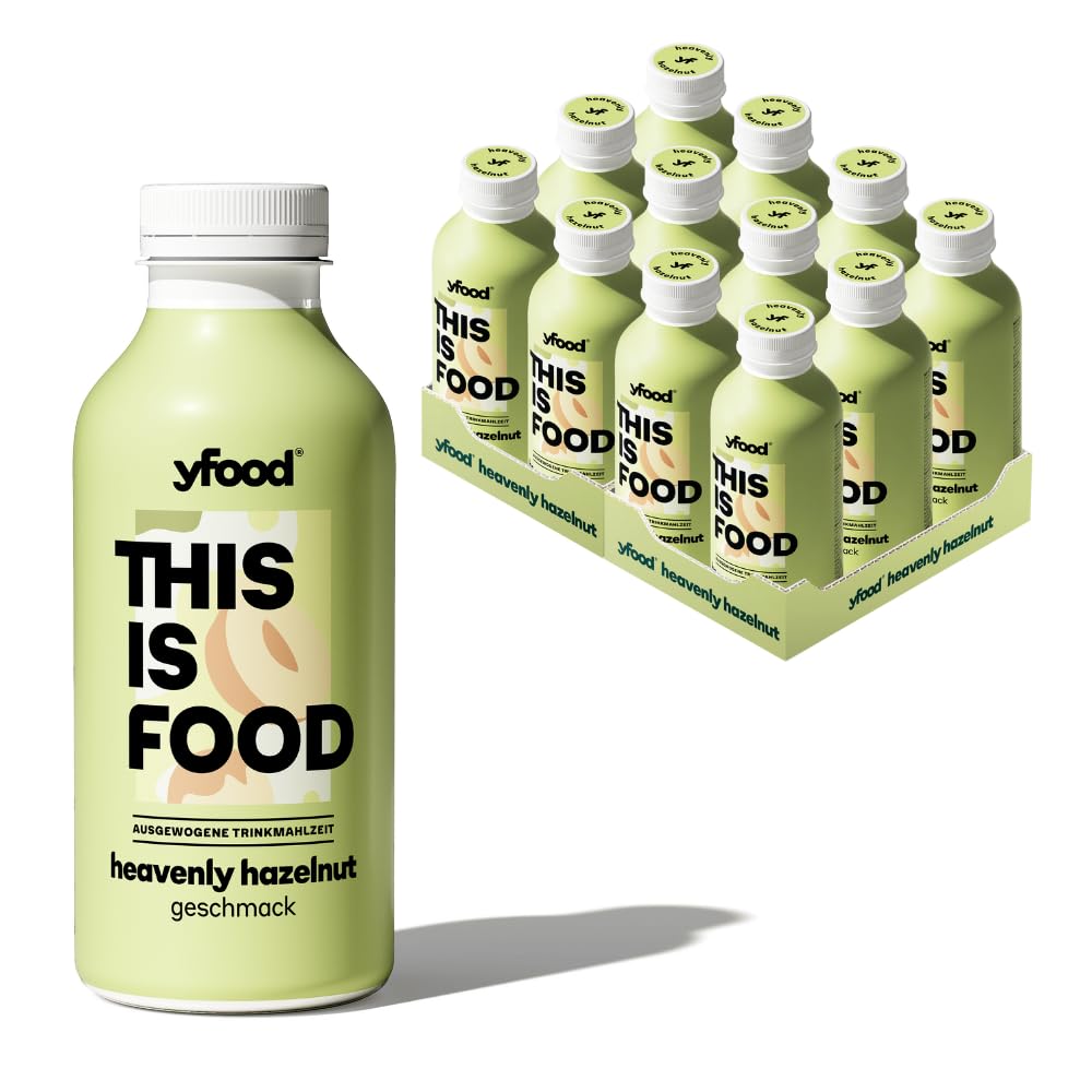 yfood Trinkmahlzeit Heavenly Hazelnut - 12 x 500 ml für unterwegs & stressige Tage - vollwertig & ready-to-drink mit 30 g Protein, 26 Vitaminen und Mineralstoffen - inkl. 3€ Pfand