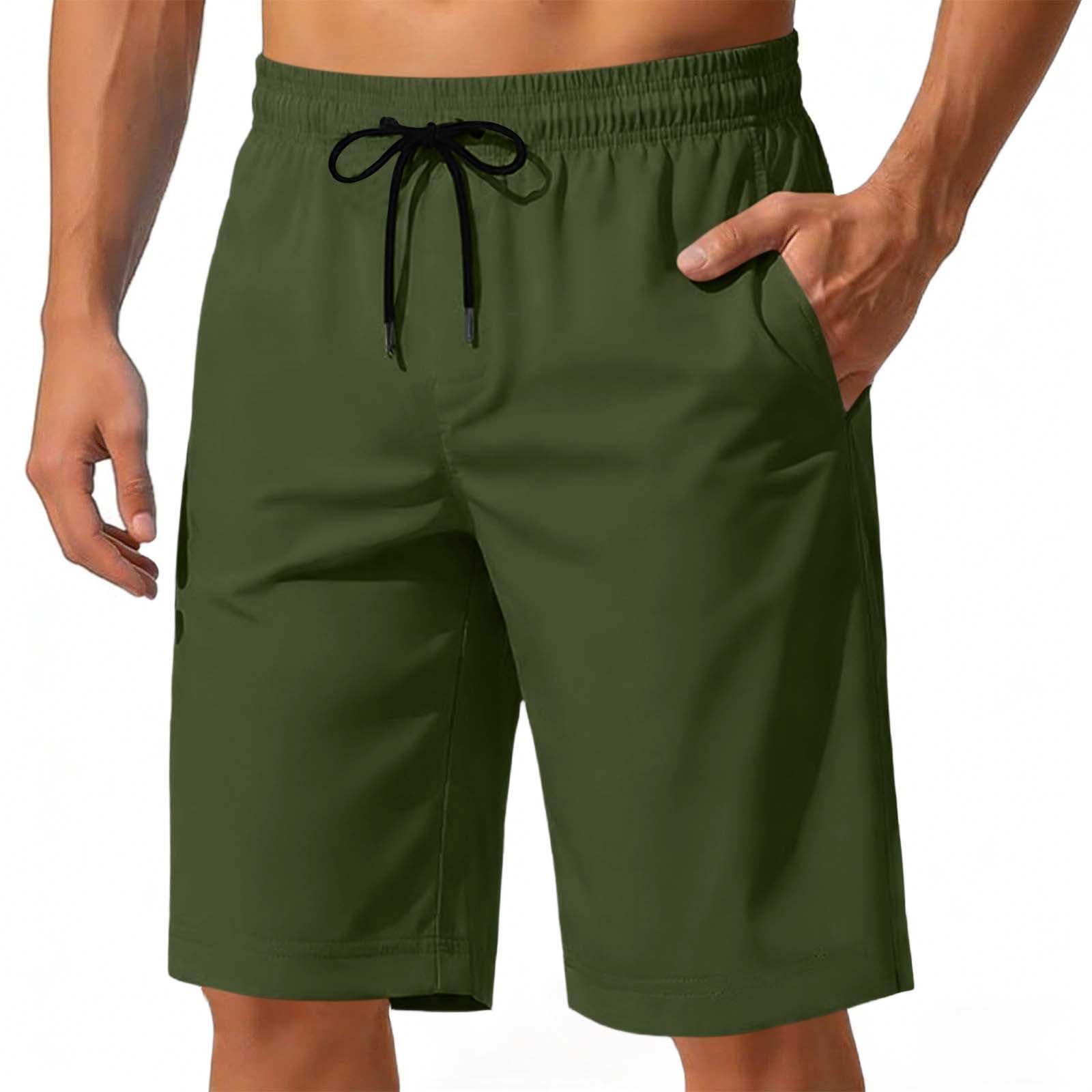 Shorts Herren Sommer Kurze Hosen Bermuda Chino Shorts Casual Outdoorshorts Strandshorts Männer Freizeitshorts Laufshorts Baggy Einfarbig Herrenshorts Kurz Sporthose Armeegrün XXL