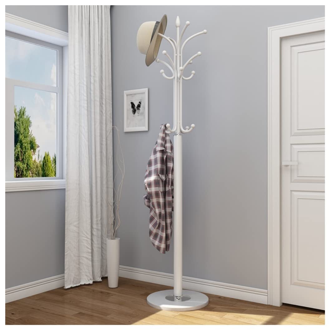 Wieszaki Stojące Metalowy Wieszak Na Ubrania Ruchomy 12 Haczyków Mocny I Stabilny Z Silną Grawitacją Wygodna Instalacja Stojak Na Wieszaki Wieszak na Ubrania (Color : White, Size : 175 * 40cm)