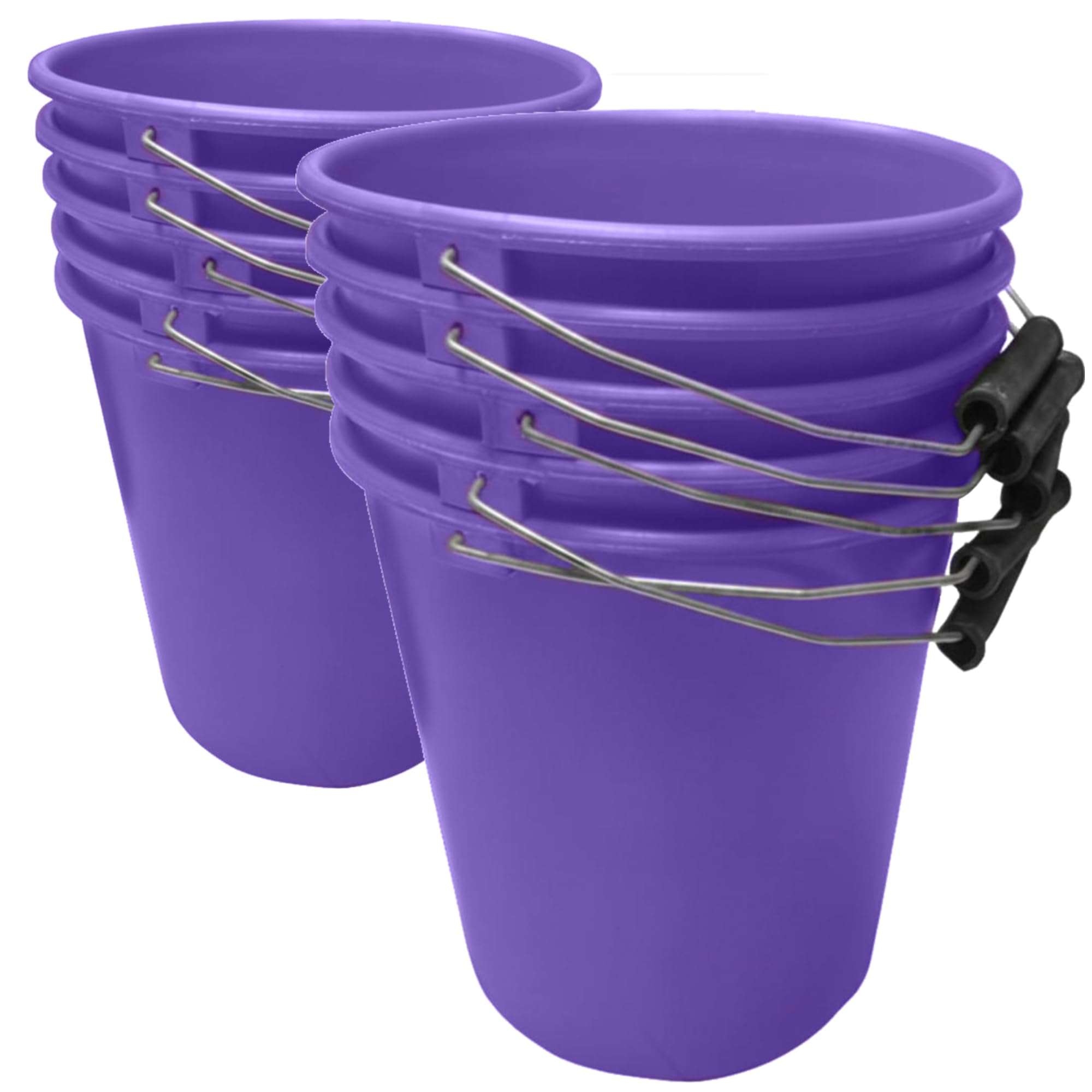 Ketoplastics Purple Plastic Calf Feed Buckets Heavy Duty With Metal Handle - 1 Gallon 5L Bucket 10 Pack