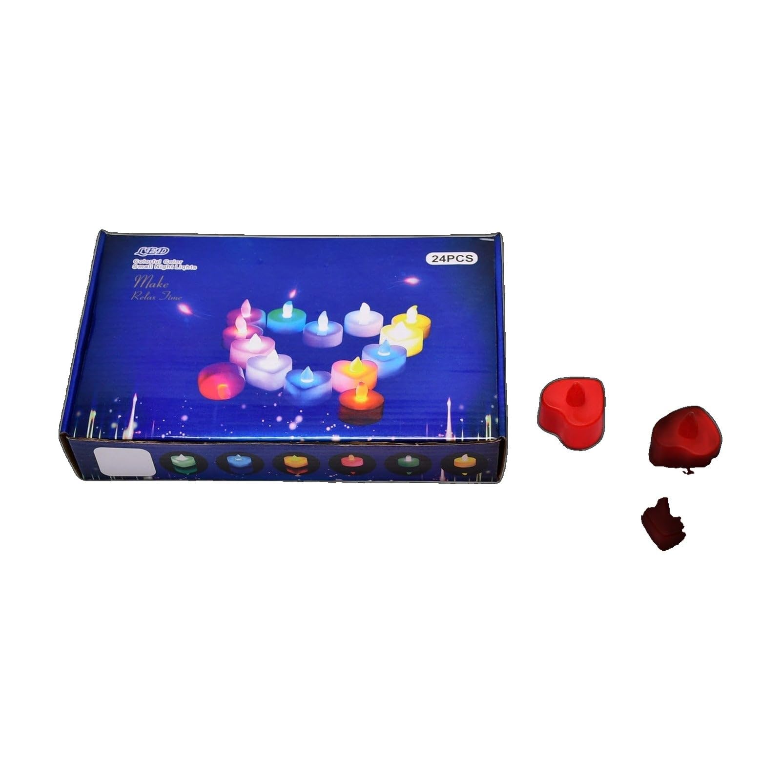 Flameless Candles LED Heart Shape Tea Light Candles Multi Color Electrical Diya Candles Battery Operated Fake Candles for Gift/Home Decoration Diwali Navratri Lighting, Diwali (Pack of 24)-image-26