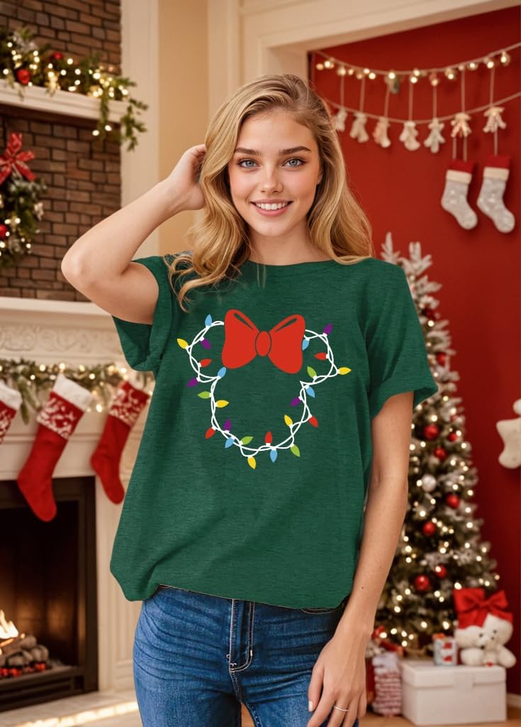 Christmas Lights Shirts Womens Merry Christmas Shirt Xmas Holiday Graphic Tshirt Funny Vacation Tee Tops - Image 4