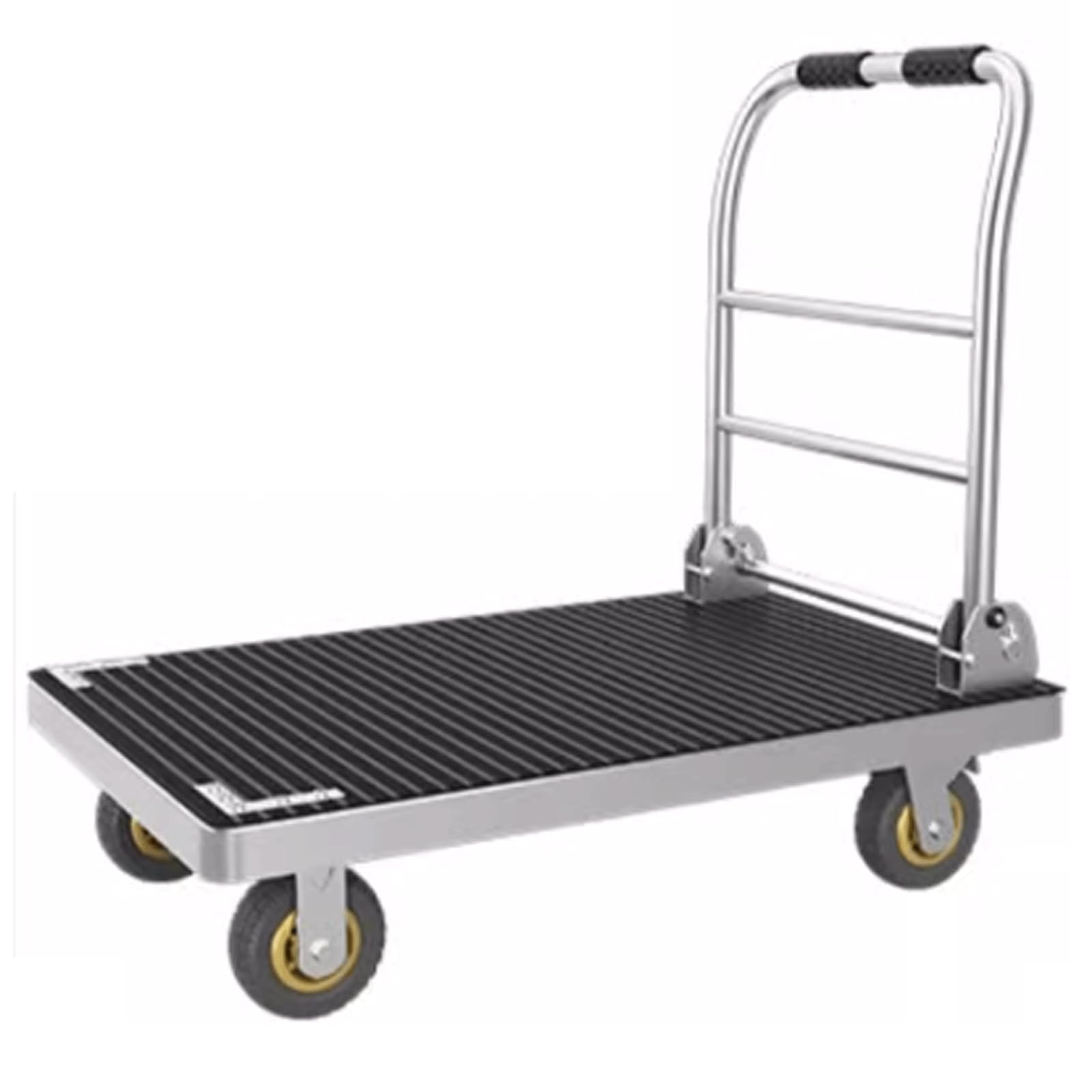 asdchZen Push Truck Silent Folding Steel Plate Cart Wear-Resistant And Thickened Flatbed Trolley For Warehouse Construction Sitehold Up To 200 Lbs