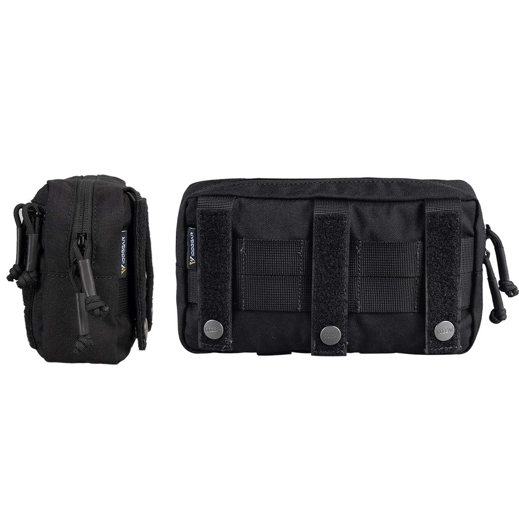 IDOGEAR Tactical Dump Drop Pouch Molle Sub Abdominal Carrying Kit Bag Tactical Pouches with Hook and Loop Panel for Vest 500D Nylon Dual-Purpose (Black) - Image 2