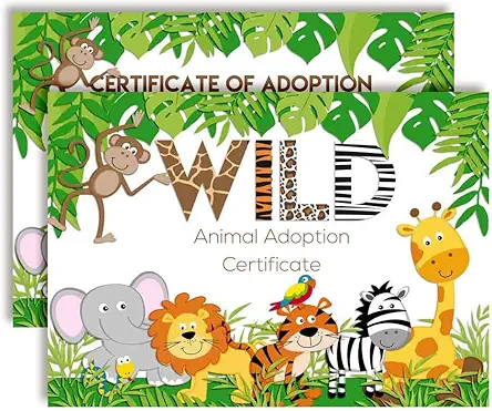 Jungle Wild Plush Pet Stuffed Animal Themed Certificates...