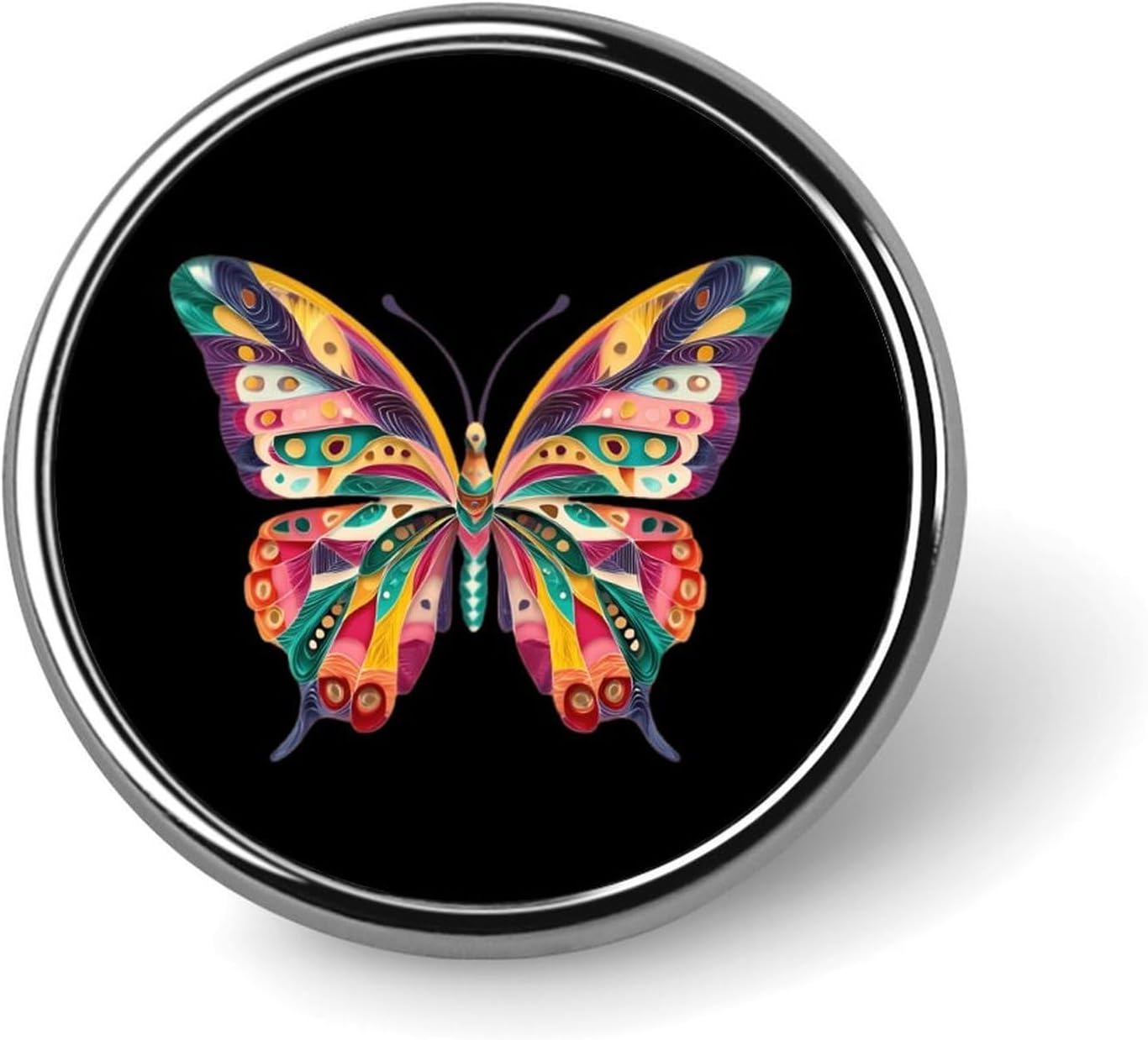 Colorful Butterfly Round Metal Badge Pin
