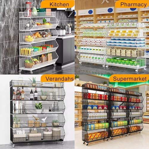 Freistehendes Rollregal mit mehreren Ebenen, perfekt für die Organisation von Küchen-, Veranda- und Heim-Displays – mobiler Mehrzweckwagen für einfachen Zugriff