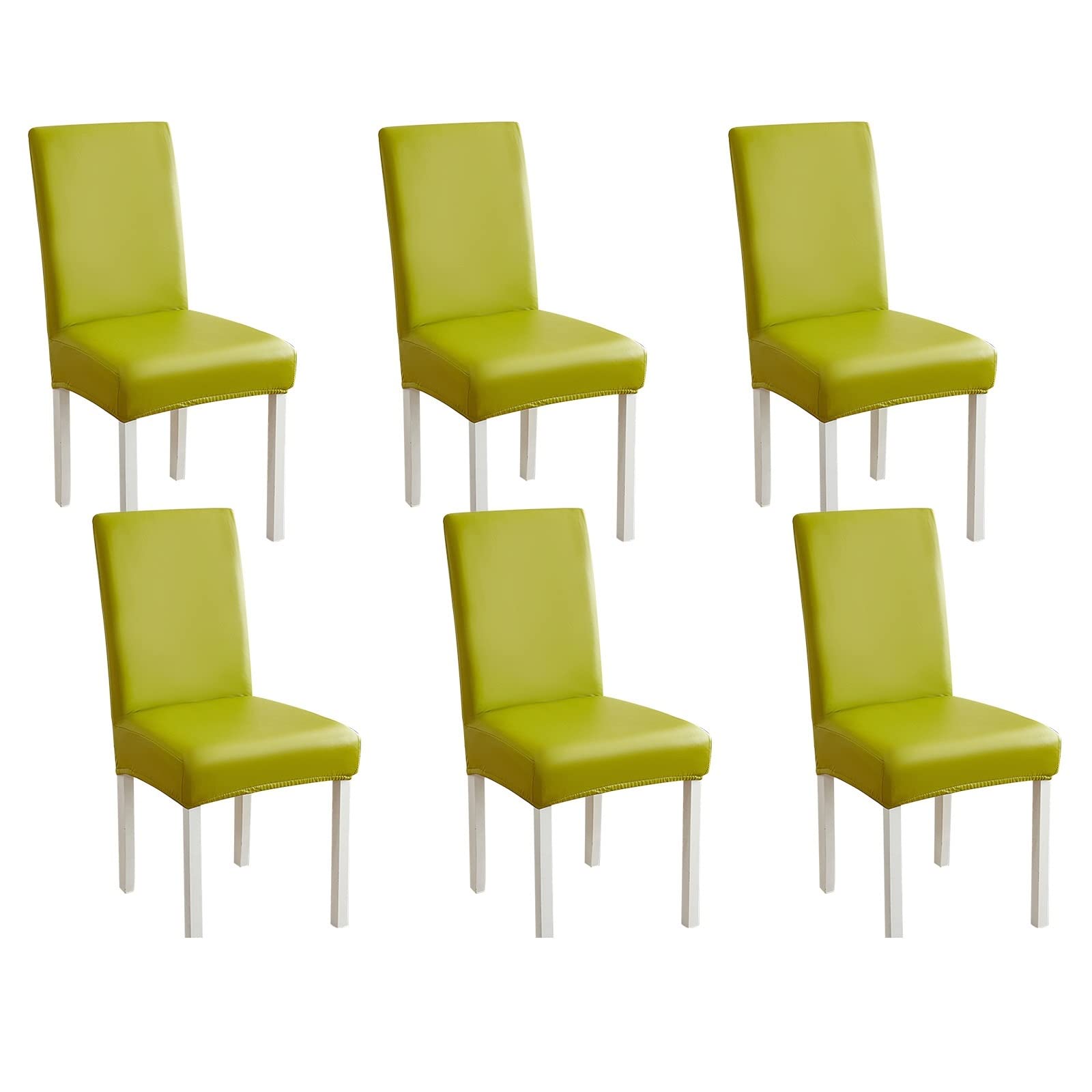 Housse de chaises lot de 6 en cuir PU KnSam jaune et vert