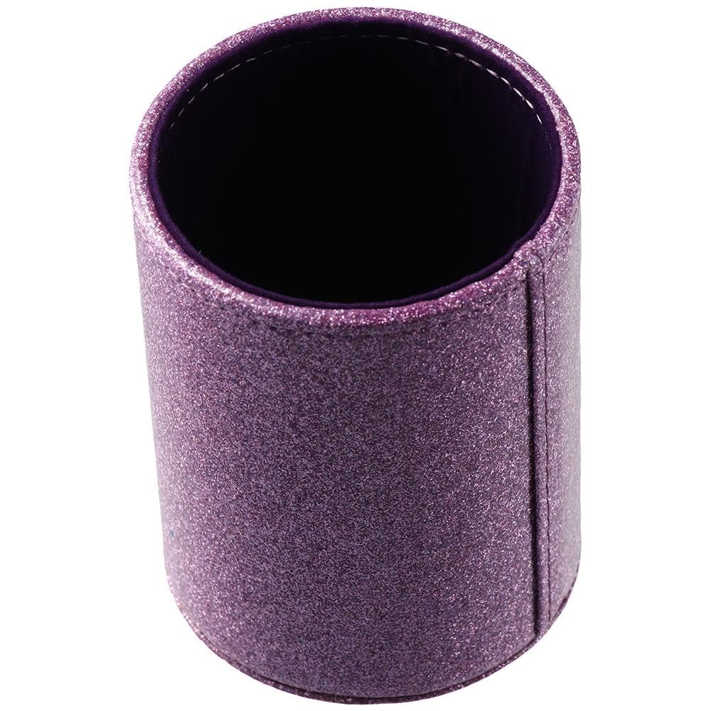 Risedot PU Glitter Pen Holder, Pencil Cup Shiny Pen Holder for Desk for Women Desk Office Home, Purple - Image 2