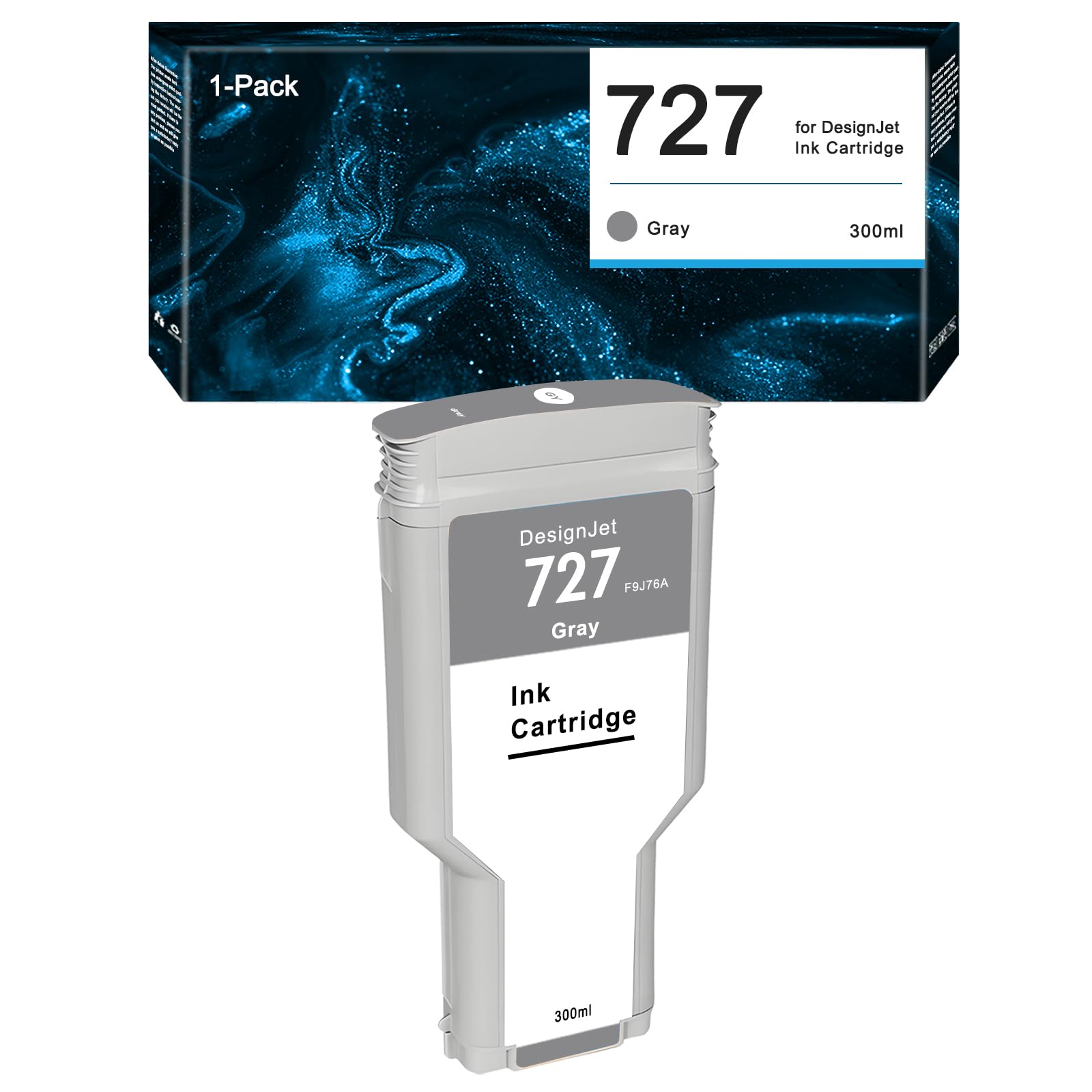 Photo 1 of KSUMEI Gray Ink Cartridge 300ml Compatible for HP 727 Dye Ink for HP DesignJet T920 T930 T1500 T1530 T2500 T2530
