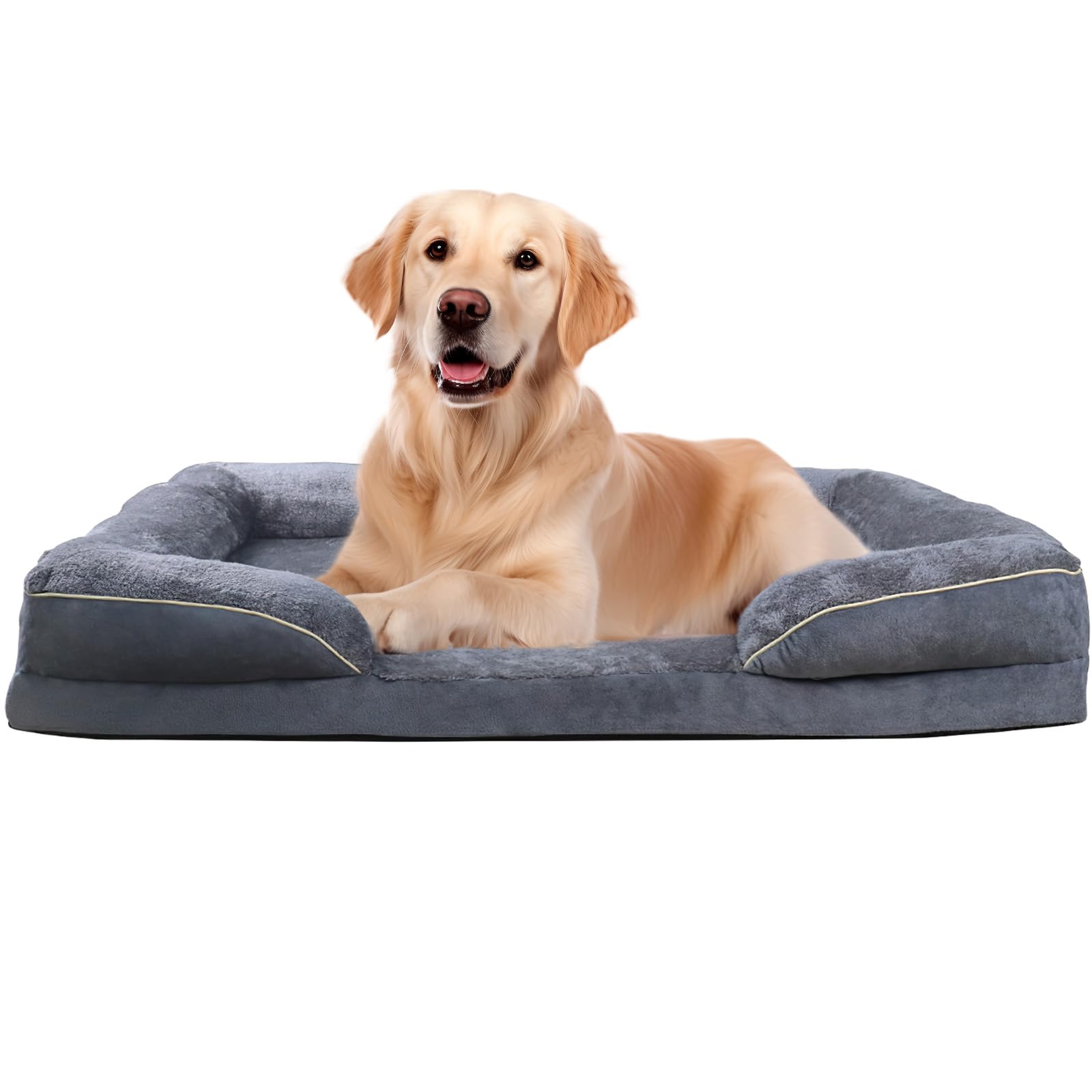 Letto per Cani Grande, 91 x 69 x 18 cm, Cuccia Cane Interno, Cuccia Divano per Cani, Cuscino Impermeabile Sfoderabile e Lavabile, Lettino per Cane con Fondo Antiscivolo, Grigio