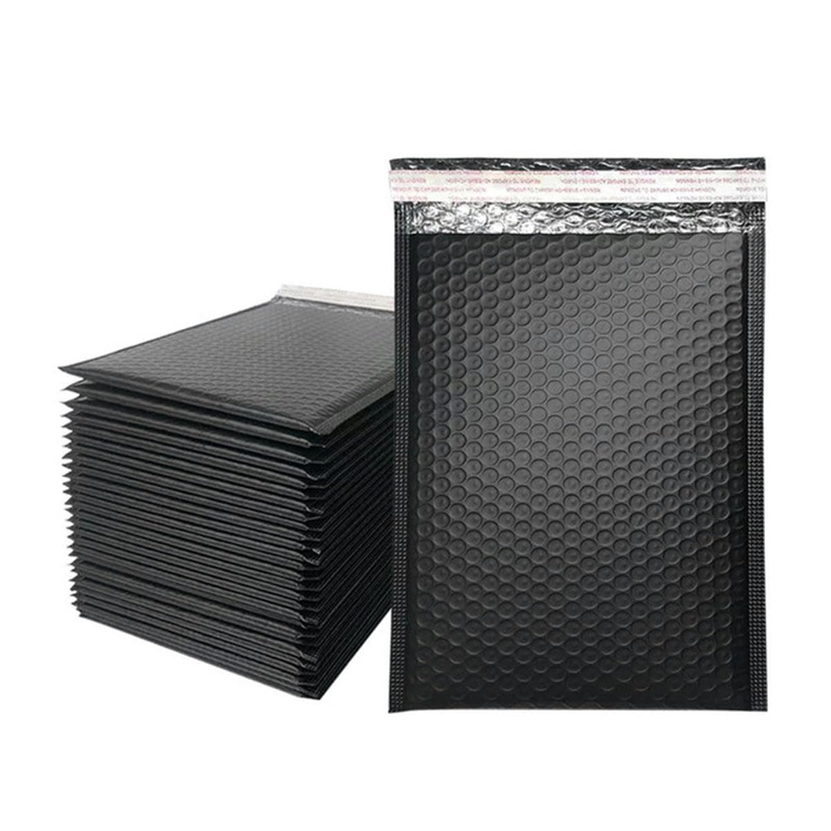 100 Confezioni Buste imbottite Sacchetti per imballaggio neri per regali aziendali Buste Confezione di gioielli Borsa con chiusura a zip Anti-estrusione Impermeabile-nero-18 * 23 cm