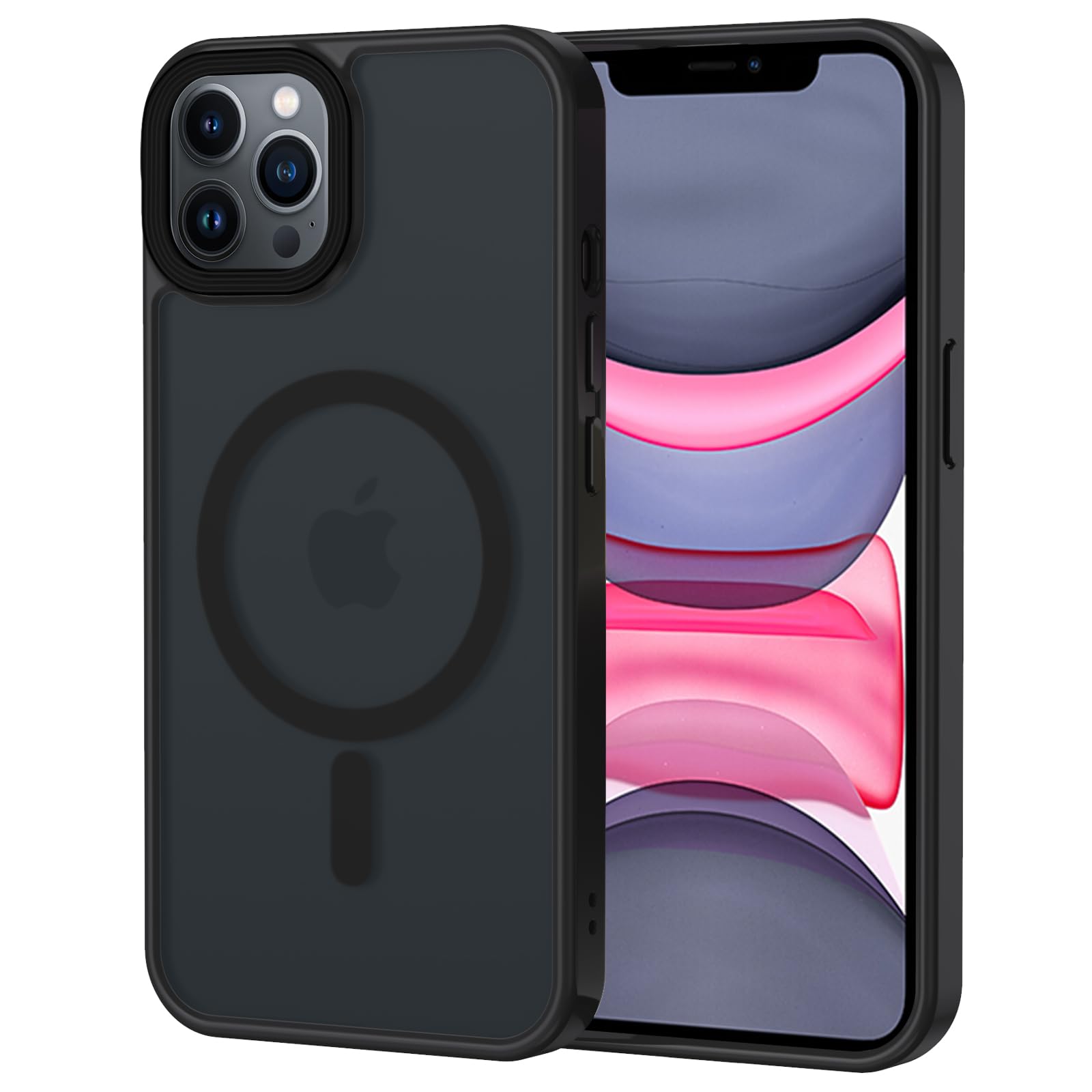 XTCASE Cover Magnetica per iPhone 11 Pro [Compatibile con MagSafe], Custodia Traslucida Opaca Posteriore Resistente ai graffi TPU Bumper Antiurto Sottile Protettiva Case, Nero
