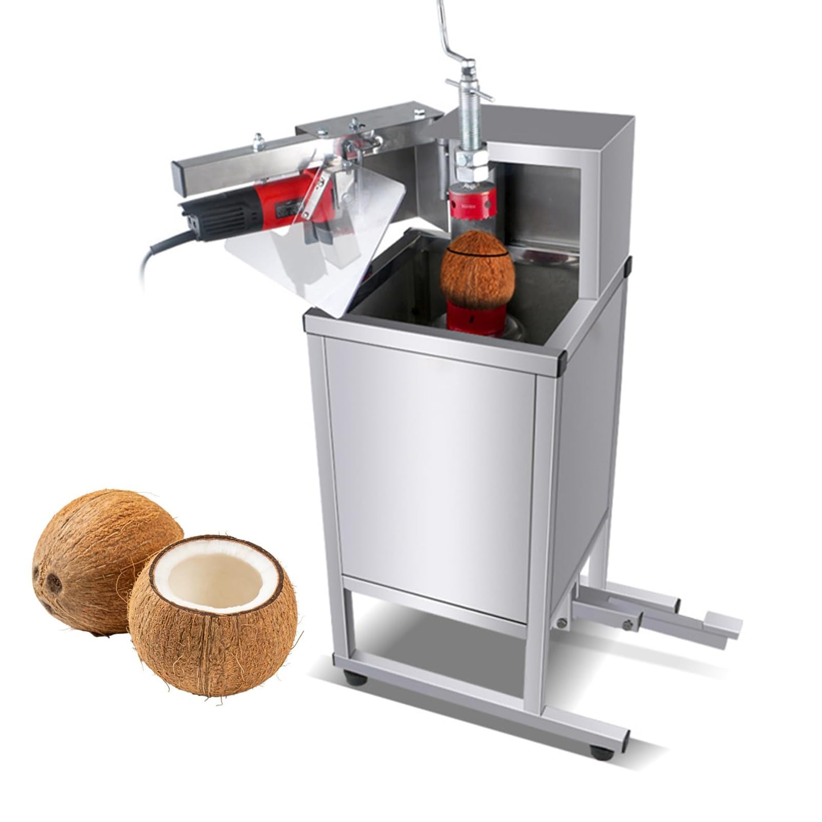 YXZQLOZ 10500 RPM Electric Coconut Cutter, Commercial Coconut Cutter, Adjustable Cutting Depth, with Protective Baffle, for All Types of Coconuts