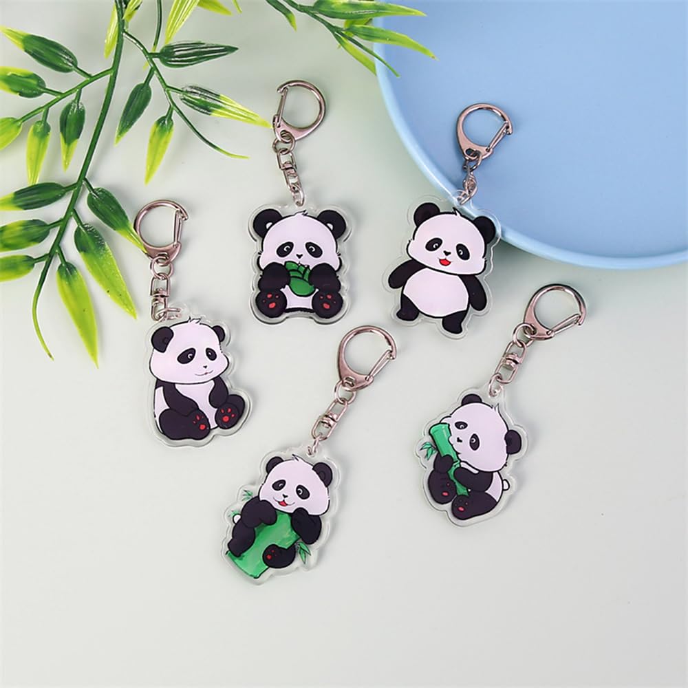 Flyan - 12 portachiavi a forma di panda, carini, formato mini, in metallo; portachiavi con il tesoro nazionale della Cina per porte, auto, bambini, giocattoli, decorazioni, souvenir