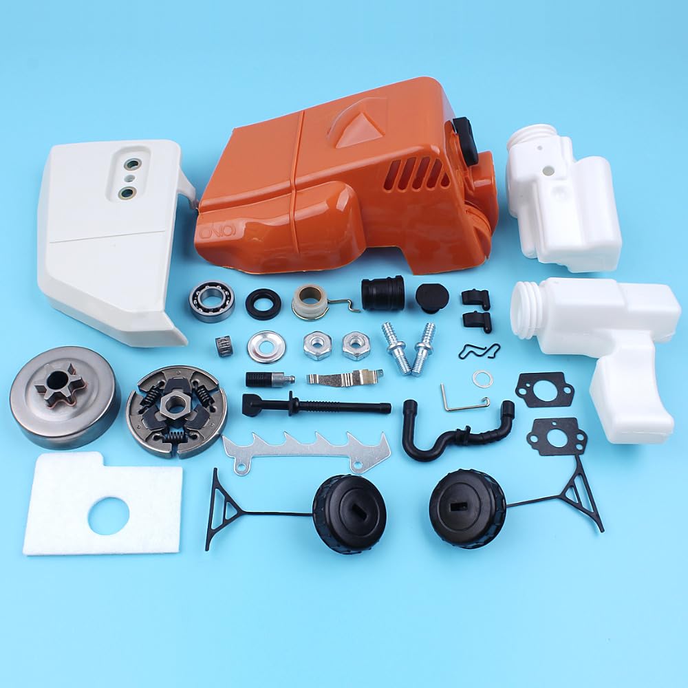 Cubierta de piñón de Embrague, Tambor de Embrague, Filtro de Aire y Combustible, Kit de Tapa de Tanque for Motosierra Stih 017 018 MS170 MS180 con Perno de línea, Engranaje Wrom